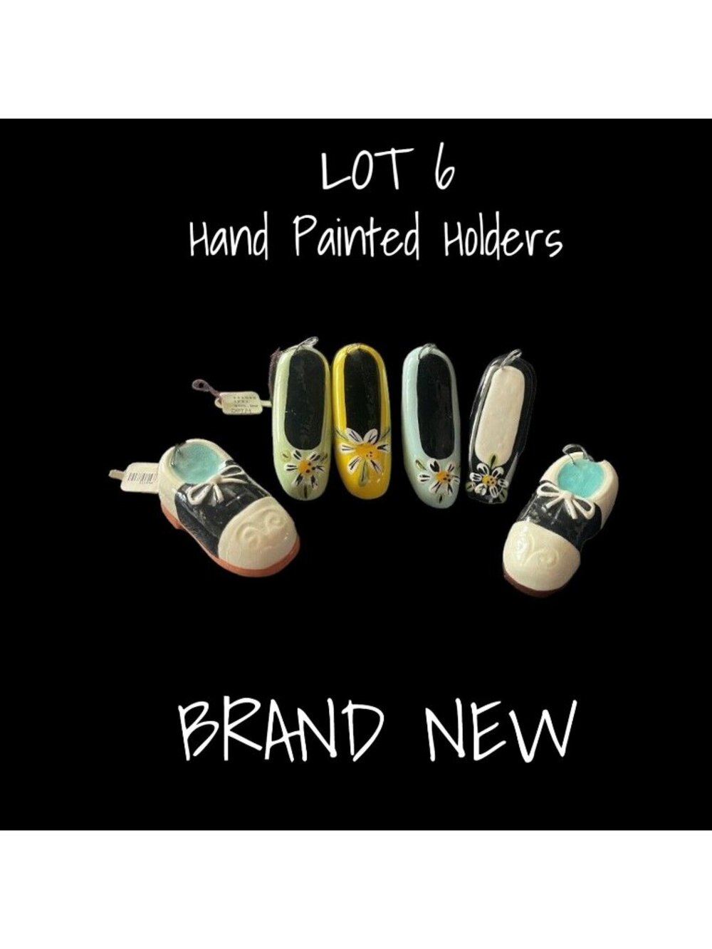 Hand Painted Ceramic design place card photo holders Brand New Set of 6